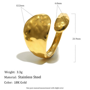 18K Gold Plated Stainless Steel Open <b>Adjustable</b> <b>Ring</b> Set Geometric Swirl Floral Finger <b>Rings</b> For Women Daily Party Jewelry - Product Image 5