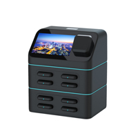 Station de location de batteries externes pour restaurants à 8 emplacements avec écran publicitaire et terminal de point de vente, compatible ordinateur portable, appareil photo, montre connectée, capacité de charge 5000 mAh, 4G+WiFi