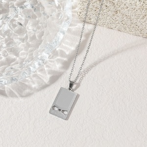 Collana da festa di tendenza con ciondolo quadrato dei 12 segni zodiacali placcato oro, in acciaio inossidabile, stile lusso leggero - Product Image 6