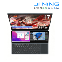 Ordinateur portable OEM en gros, double écran IPS 16''+14'', I7-9850H, Windows 10/11, plusieurs ports USB, RJ45, plastique gris, professionnel et créatif