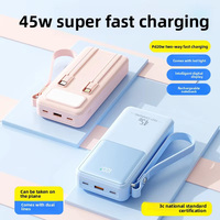 Producto de Moda, Banco de Energía Portátil de 45W y 20000mAh de Alta Capacidad con Carga Rápida, LED y Cable Integrado para Exteriores