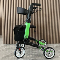 Déambulateur en fibre de carbone ultra-léger avec siège, déambulateur à 4 roues de qualité supérieure pour personnes âgées, aide à la marche pliable de luxe