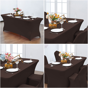 Wholesale Custom Wedding Banquet Hotel Event 4ft 6ft 8ft Rectangular Polyester Stretch Tablecloth Spandex Cocktail <b>Table</b> <b>Cover</b> - Product Image 6