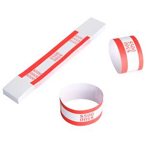 Cintas Rojas para Envolver Efectivo, Estándar ABA, para Envolver Dinero en Efectivo, $500 - Product Image 1