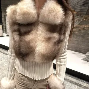 Fashion Knitted Ribbed Sweater <strong>Fleece</strong> Jacket Tops Fuzzy Faux Fur Coat Long Sleeve Custom Soft Slim Zipper <strong>Women</strong> <strong>Cardigan</strong> Sweater - Product Image 1