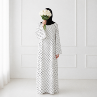 Robes élégantes pour femmes Loriya, à pois, abaya fermée avec ceinture assortie et manches évasées, robe musulmane pour femmes