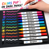 Ensemble de marqueurs à double pointe Giorgione 12 couleurs, fournitures artistiques professionnelles, pointes pinceau et pointes bille pour peinture artistique DIY