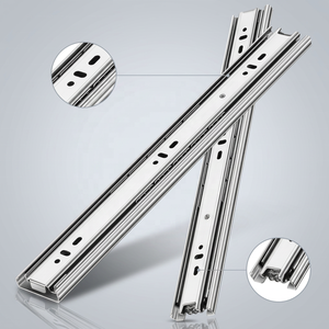 Glissière de <span class=keywords><strong>tiroir</strong></span> dissimulée Meilong à extension totale 3 volets, à rebond synchronisé, pour montage sous plan - Product Image 2