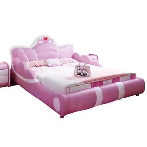 Cama Moderna JINS para Niñas, Diseño Popular, Color Rosa, Juego de Muebles para Dormitorio Infantil, Cama Suave con Barandilla - Product Image 6