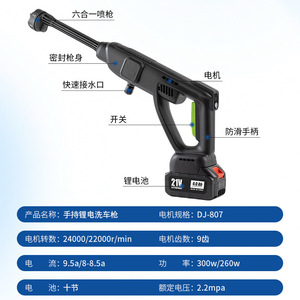 High Power Multi Functional Lithium Battery Car Wash Gun 40bar Variable Spray Patterns For Car Cleaning And Garden Use - Product Image 3