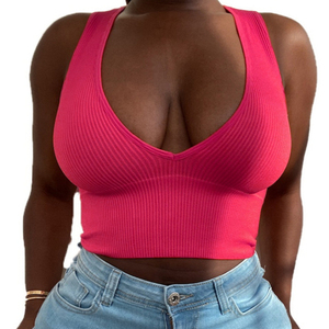 Oferta de Verano: Camiseta sin Mangas con Cuello en V, Transpirable, Cómoda, Sexy, de Color Sólido, para Mujer, Estilo Casual - Product Image 1