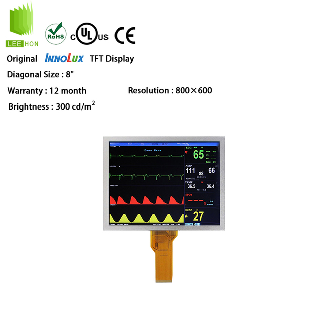 Innolux 8.0" 800x600 SVGA TFT LCD Panel EJ080NA-05B Patient Monitor Display High Contrast Screen 8 Inch LCD Modules
