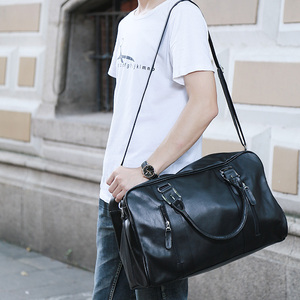 Logotipo personalizado impermeable negro de cuero genuino, bolsa de cuero Real bolsa de viaje de fin de semana - Product Image 6