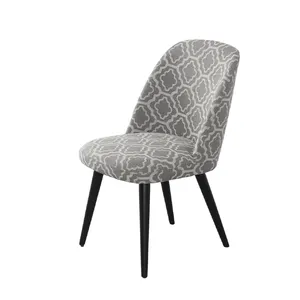 Modern Luxury Dining Chairs Round Wooden Legs Upholstered Back Fabric Chairs For Dining Table