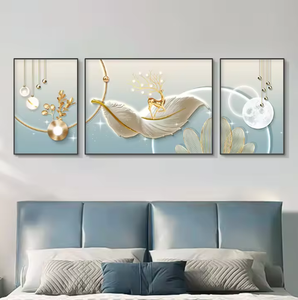 Decorazione Casa con Piume, Dipinto su Tela Moderno di Lusso con Stampa Cristallina Astratta, Arte Murale per Soggiorno - Product Image 5