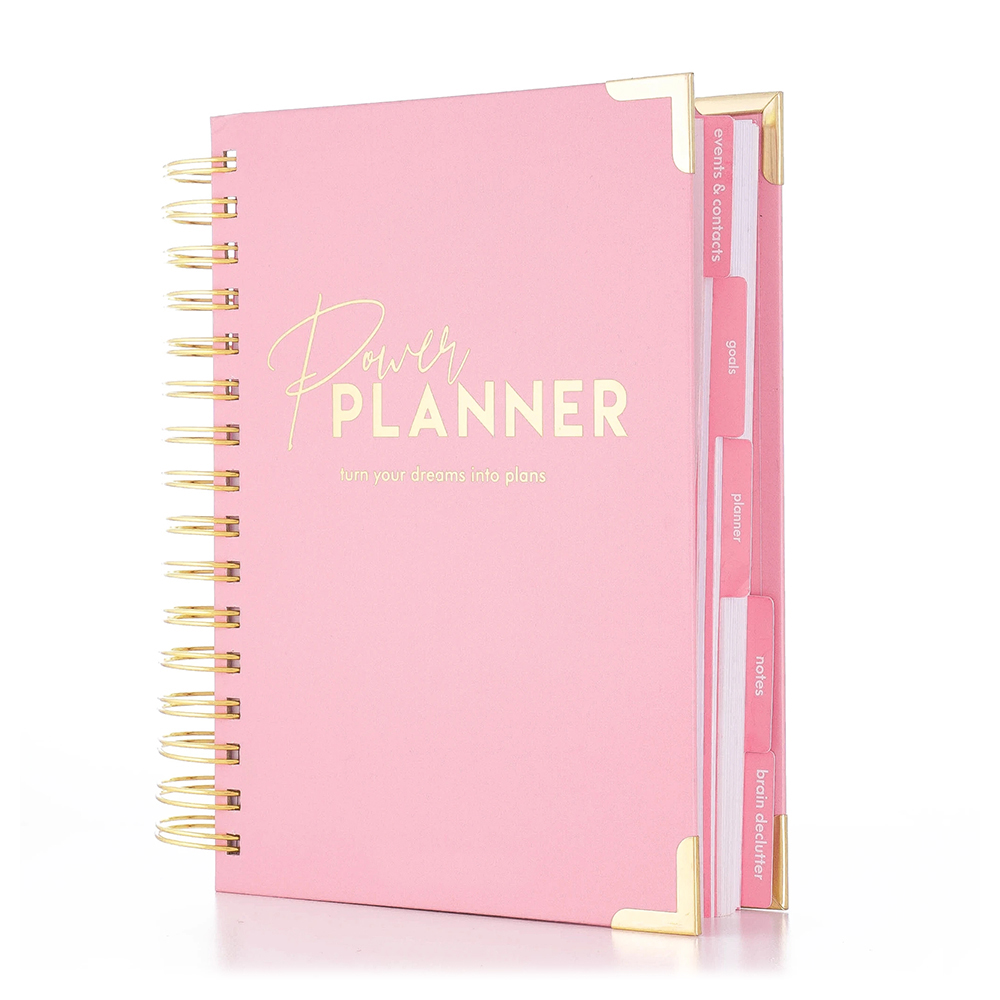 Custom Logo 2023 A5 Pink Spiral Weekly Monthly Manifestation Goal Diary Journal Planner Agenda Notebook