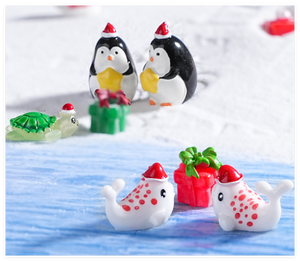 البطريق البط الحوت السلاحف تمثال حيوان عيد الميلاد زخرفة مصغرة الراتنج شخصيات البحر المحيط موضوع حمام لعب الطفل - Product Image 5