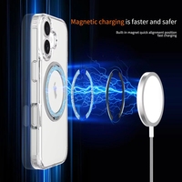 Pour iPhone 17, coque de téléphone portable translucide antichoc SilverShield avec support magnétique rotatif à 360 degrés