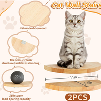 Étagère murale pour chat en bois de caoutchouc, ensemble de 3 pièces, lit pour chat en acrylique en forme de capsule spatiale, meubles muraux pour chat