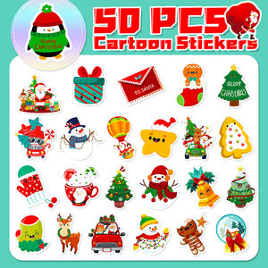 50 pièces autocollant <span class=keywords><strong>de</strong></span> noël pour adolescents enfants étanche décor ordinateur portable bouteille père noël noël fête <span class=keywords><strong>dessin</strong></span> animé autocollants - Product Image 5