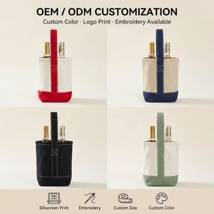 Mochila de Lona Ecológica y Moderna para 2 Botellas de <span class=keywords><strong>Vino</strong></span>, para Picnic en la Playa, <span class=keywords><strong>Estuche</strong></span> Portátil para Llevar Botellas de <span class=keywords><strong>Vino</strong></span>, para Regalo - Product Image 4