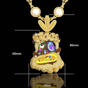 Ciondolo in smalto personalizzato Iced Out con Gesù in stile Hip Hop Rapper <span class=keywords><strong>Travis</strong></span> <span class=keywords><strong>Scott</strong></span>, divertente ciondolo in smalto con Gesù cartone animato per rapper - Product Image 3