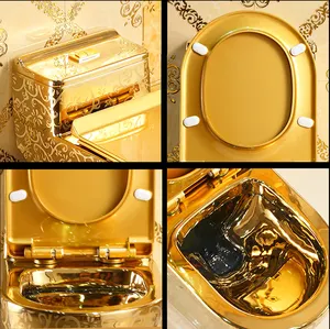 Marachi Luxe Badkamer Golden Wc Commode Wc Kom Keramische Sanitair Een Stuk Diamant Vorm Vergulde Wc