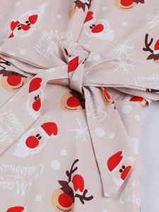 Abito stampato natalizio a maniche corte con collo quadrato Casual per feste eleganti - Product Image 4