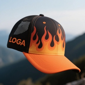Casquette Trucker Sportive OEM 5/6 Panneaux avec Broderie Motif Flamme, Logo Personnalisé, Tissu Commun, Chapeaux en Maille, 112 Casquettes Trucker - Product Image 4