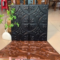 LASTDECOR - Paneles de Pared Decorativos con Relieve, Estilo Art Deco Industrial, Impermeables, Cuadrados, de PVC, para Techo, D213, Rejilla Dorada Antigua