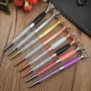 Berlian Besar Pena Pen Crystal Rose Gold Ballpoint