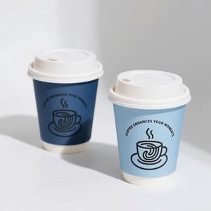 Gobelets à café jetables en papier écologiques et durables de qualité alimentaire, personnalisés, à double paroi ondulée avec couvercle, Guangdong Luckycup - Product Image 1