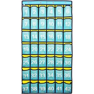 Numbered Classroom Pocket Chart <b>Hanging</b> Organizer 42 Pockets <b>Wall</b> Mounted Phone Holder <b>Storage</b> For Office School Use - Product Image 1