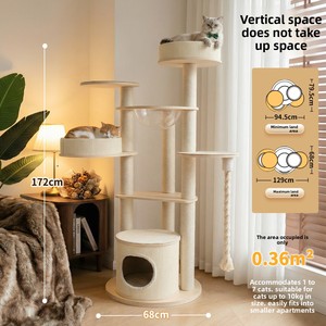 Árbol para Gatos de Madera Maciza, Moderno, de Lujo, Ecológico, Fabricado en Fábrica, de Múltiples Niveles, con Poste Rascador de Sisal y Hamaca para Gatos de Todos los Tamaños - Product Image 2