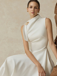Nouveau produit <span class=keywords><strong>Robe</strong></span> longue élégante pour femmes, <span class=keywords><strong>robe</strong></span> cintrée à la taille, coupe ajustée, <span class=keywords><strong>robe</strong></span> <span class=keywords><strong>blanche</strong></span> irrégulière - Product Image 5