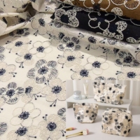 Vente directe d'usine corde brodée hochet tambour à motifs broderie de lin utilisé pour le matériel de sacs de rangement de voyage de maquillage en tissu