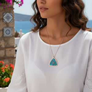 Triángulo diseño turquesa turco ojo diseño turco hecho a mano collar al por mayor 925 joyería de plata esterlina - Product Image 3