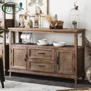 Solid Wood Vintage Sideboard American Country Style <b>Storage</b> <b>Cabinet</b> For <b>Dining</b> <b>Room</b> With Drawer And Door Design - Product Image 1