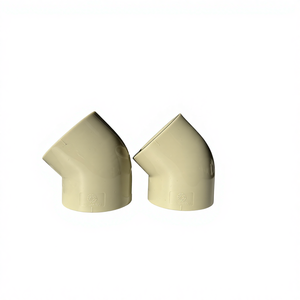 DIN規格45度エルボ工業用配管継手（水処理用）1/2インチ～12インチ プラスチックパイプ継手 PPH材質エルボ - Product Image 1