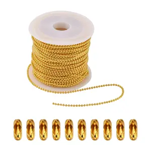Rawmand 10 Meter Ball Bead Chains 1.5 mm Adjustable Pull Chains with 50 PCS Matching Connectors for Jewelry Making Necklace