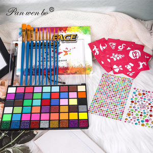 54 couleurs enfants à base d'eau non toxique peinture pour le visage Kits de peinture pour le visage professionnels pour enfants avec 10 pinceaux et pochoirs - Product Image 6