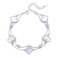 Bracelet H2 Jewelry plaqué or tendance avec coquillage porte-bonheur et ZIRCON, double empilable pour femme - Cadeau de mariage ou de fête