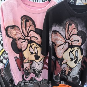 T-<span class=keywords><strong>shirt</strong></span> ample à manches courtes en coton lavé avec sequins et motif dessin animé pour <span class=keywords><strong>femme</strong></span>, version grande taille, haute qualité 2025 - Product Image 2