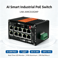 Commutateur AI industriel Mini 8 PoE + 2 RJ45, commutateur 12-48V, affichage LED, Gigabit à 30W