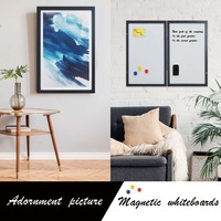 Pertemuan Papan Tulis Magnetik untuk Bingkai Poster Dinding Dalam Kayu Komposit Hitam dengan Kaca Tahan Pecah