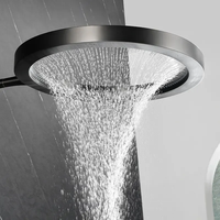 Pommeau de douche mural encastré moderne en laiton poli, design monocommande, avec valve en céramique et jets de massage pour salle de bain