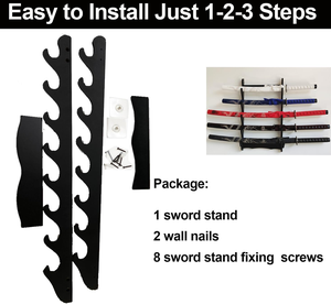 Support mural pour épées, présentoir en bois à 8 niveaux pour l'épée, le katana, le wakizashi, et le <span class=keywords><strong>rangement</strong></span> de flûtes ou de cannes à pêche - Product Image 5
