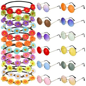 Conjunto de diadema y gafas de sol con diseño de margaritas para fiesta hippie, accesorios para disfraces de Halloween y Navidad, regalos no tóxicos - Product Image 1