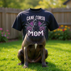 T-shirt Cane Corso Mom en coton noir, coupe unisexe, pour les amoureux des chiens - Product Image 3