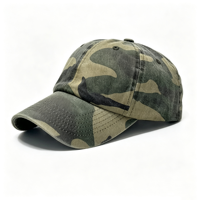 Topi Baseball Camo Custom Logo 6 Panel Katun Model Dad Hat Vintage dengan Pinggiran Melengkung, Dapat Disesuaikan, Snapback untuk Aktivitas Luar Ruangan
